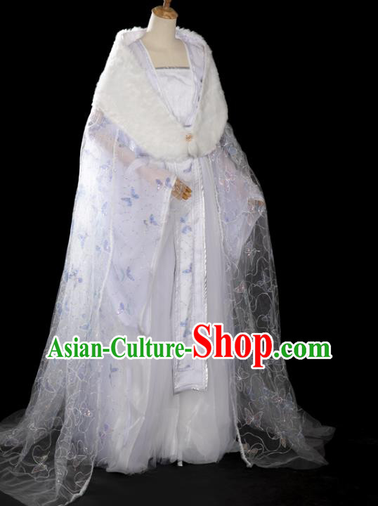 China Ancient Imperial Consort White Hanfu Dress Traditional Cosplay Goddess Garments Clothing