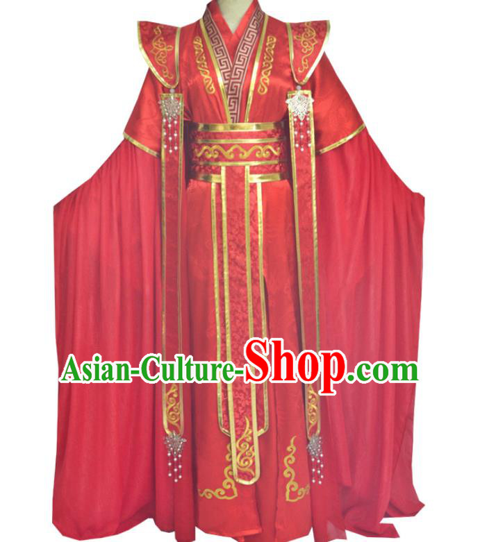Chinese Ancient Emperor Red Hanfu Clothing Drama Cosplay Tang Dynasty King Wedding Garment Costumes
