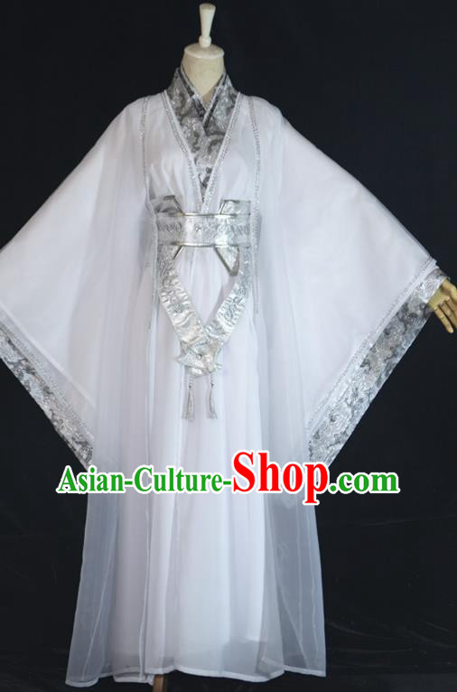 Chinese Ancient Nobility Childe Chu Wanning Hanfu Clothing Drama Cosplay Jin Dynasty Swordsman White Garment Costumes