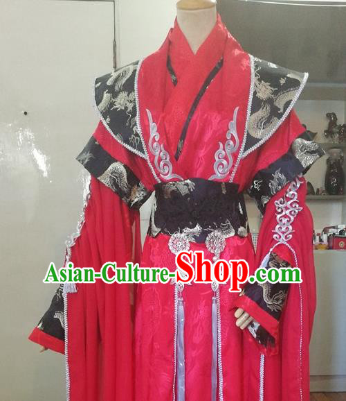 Chinese Tang Dynasty Prince Red Garment Costumes Ancient Monarch Hanfu Clothing Drama Cosplay King Apparels