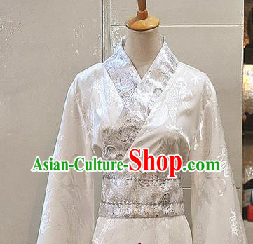 Chinese Han Dynasty Prince Garment Costumes Ancient Scholar Hanfu Clothing Drama Cosplay Nobility Childe White Apparels