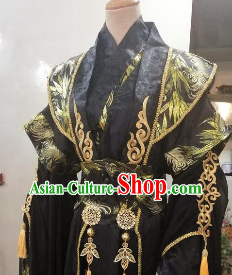 Chinese Jin Dynasty Emperor Garment Costumes Ancient Monarch Hanfu Clothing Drama Cosplay King Black Apparels