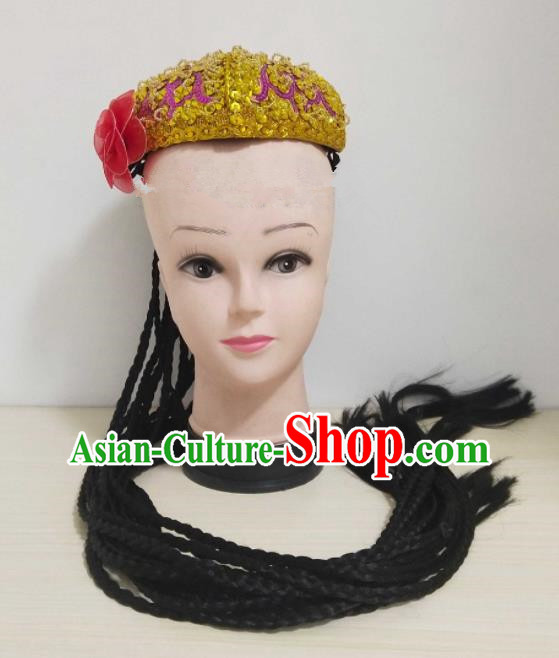 China Uyghur Nationality Woman Headdress Xinjiang Ethnic Folk Dance Hair Accessories Uighur Minority Performance Hat