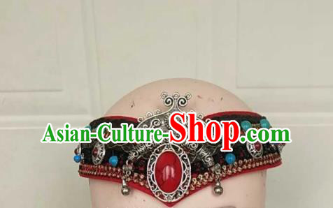 China Mongol Nationality Woman Headdress Ethnic Dance Silver Hair Accessories Mongolian Minority Performance Headband
