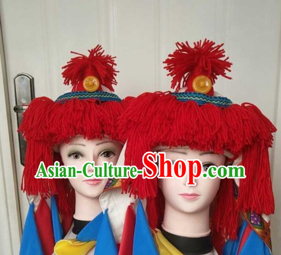 China Yi Nationality Woman Headdress Ethnic Performance Hair Accessories Minority Folk Dance Hat