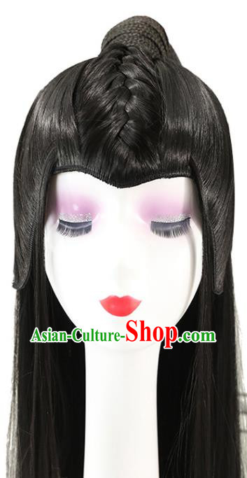 Chinese Cosplay Drama Swordsman Hua Wuxie Black Wigs Ancient Young Hero Headdress Ming Dynasty Chivalrous Male Toupee Hairpieces