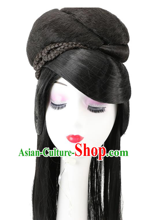 China Qin Dynasty Imperial Consort Chignon Hairpieces Traditional Drama The Myth Xiao Yue Hanfu Hair Accessories Ancient Court Woman Wigs