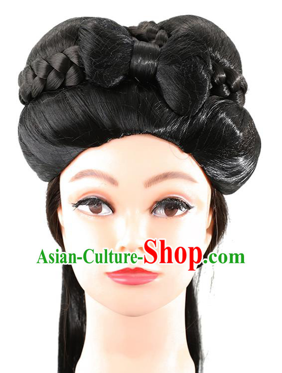 China Traditional Drama The Condor Heroes Xiao Long Nv Hair Accessories Ancient Swordswoman Wigs Song Dynasty Female Knight Chignon Hairpieces