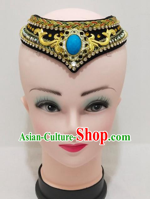 China Mongol Nationality Headband Ethnic Folk Dance Hair Accessories Mongolian Minority Performance Headpiece