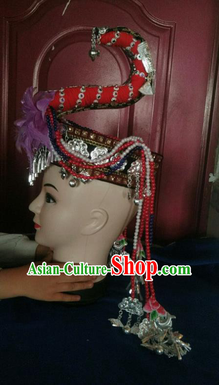 Handmade China Guangdong Ethnic Female Hat She Minority Performance Headwear Folk Dance Headdress