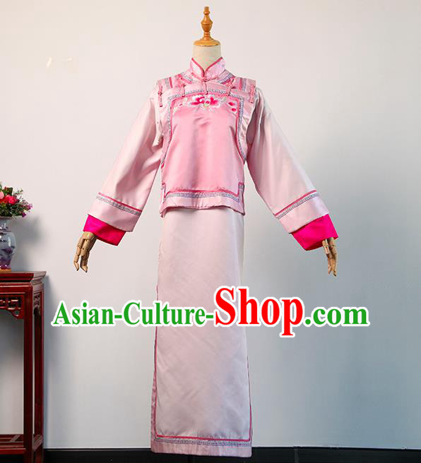 China Traditional Drama Jade Palace Lock Heart Luo Qingchuan Clothing Ancient Palace Maid Pink Dress Cosplay Qing Dynasty Court Lady Garments