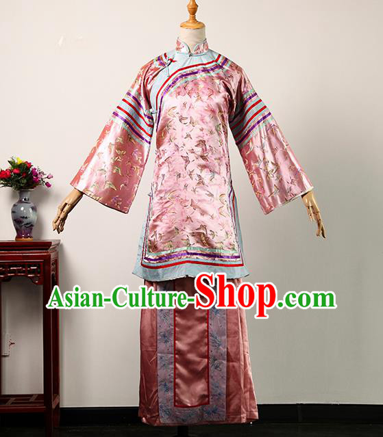 China Ancient Royal Ranee Pink Blouse and Skirt Qing Dynasty Garments Traditional Drama Treading On Thin Ice Noble Woman Clothing