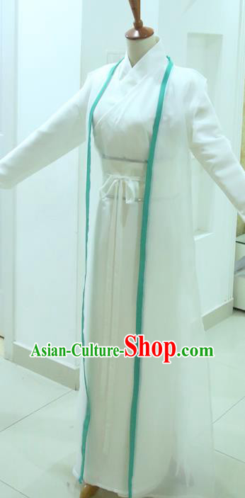 China Ancient Swordswoman White Hanfu Dress Cosplay Fairy Princess Garments Traditional Drama Novaland The Castle in the Sky Yi Fuling Clothing
