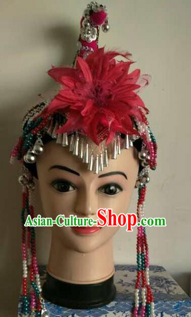 Chinese She Minority Woman Dance Hair Accessories Guangdong Ethnic Nationality Performance Headdress