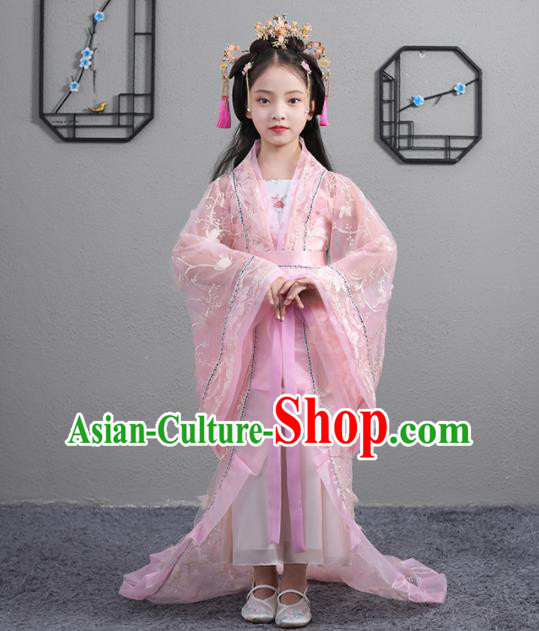 Chinese Classical Dance Performance Clothing Traditional Tang Dynasty Imperial Consort Pink Hanfu Dress Ancient Girl Princess Garments