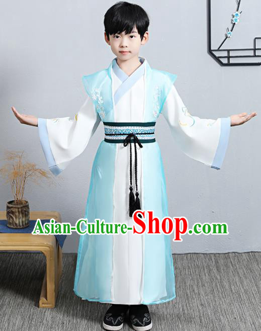 China Ancient Swordsman Garment Costume Traditional Young Childe Uniforms Ming Dynasty Boys Scholar Clothing
