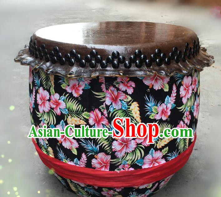 Handmade Chinese New Year Cowhide Drum Traditional Lion Dance Wood Drum Folk Dance Stage Prop