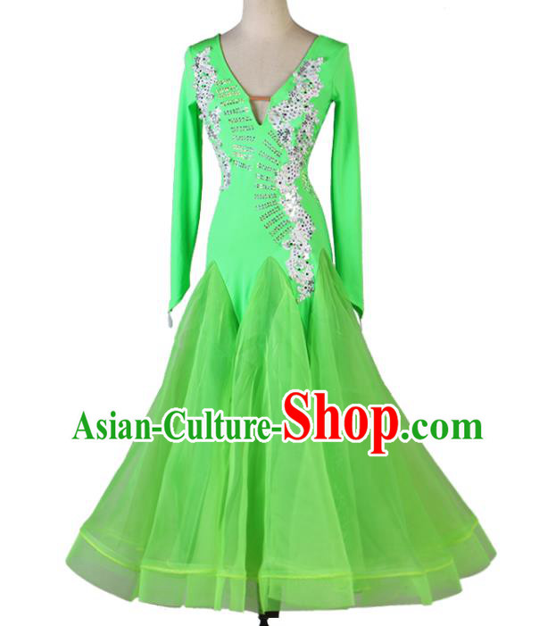 Professional Waltz Dance Costume Women International Dance Clothing Modern Dance Green Dress Ballroom Dancing Fashion