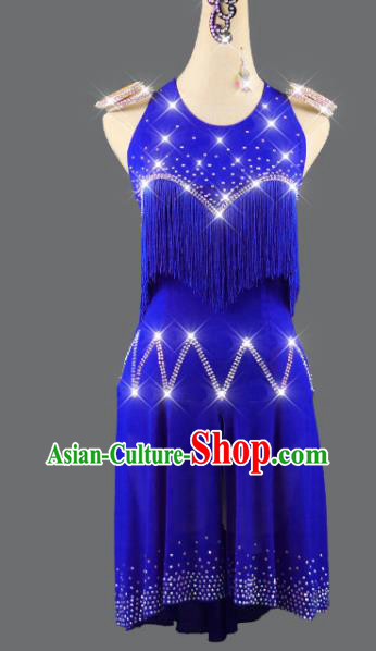 Professional Latin Dance Competition Clothing International Dancing Royalblue Dress Rumba Dance Costume Women Cha Cha Sexy Fashion