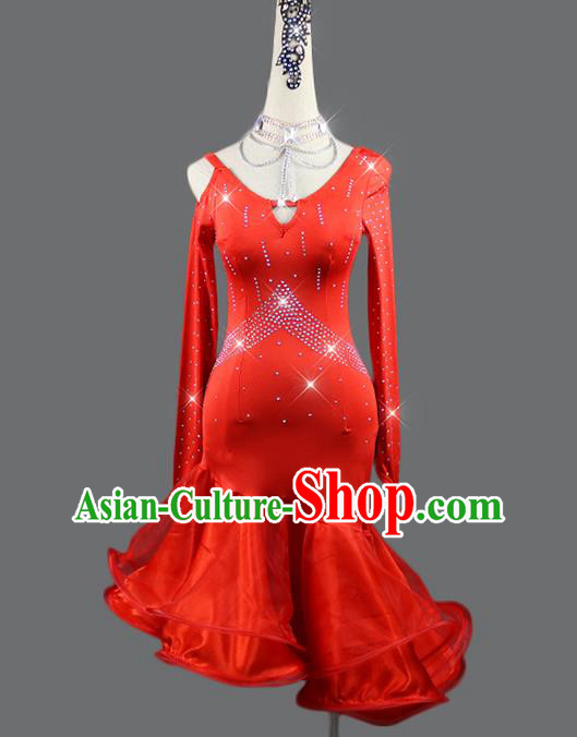 Professional Latin Dance Competition Red Dress Women Rumba Dance Costume Cha Cha Clothing Dancing Fashion