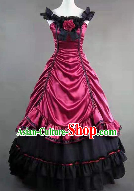 Top Western Court Garment Clothing Halloween Performance Formal Dress European Gothic Princess Rosy Dress