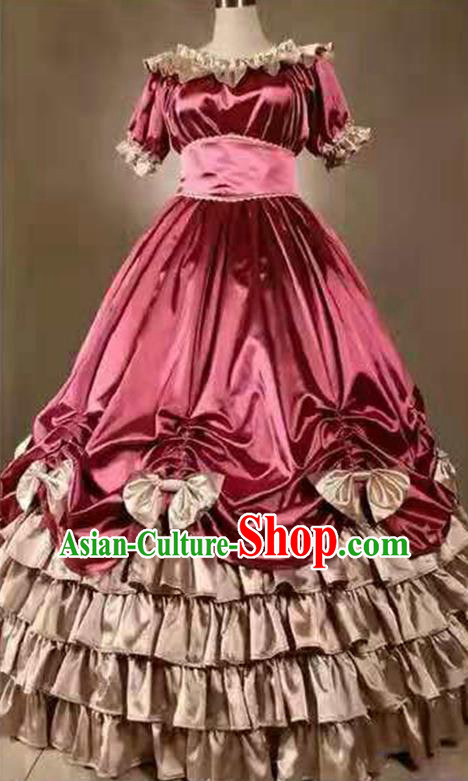 Top Halloween Performance Full Dress European Middle Ages Garment Clothing Gothic Princess Pink Dress Western Court Formal Costume