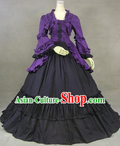 Top British Princess Purple Dress Western Court Formal Costume Stage Performance Full Dress European Middle Ages Garment Clothing