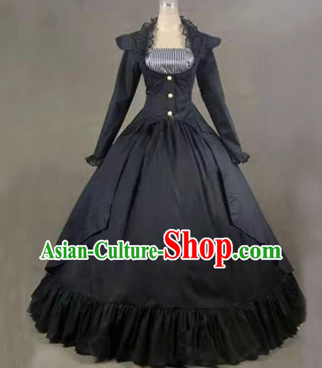 Top Opera Performance Full Dress European Retro Clothing Gothic Princess Black Dress Western Court Garment Costume