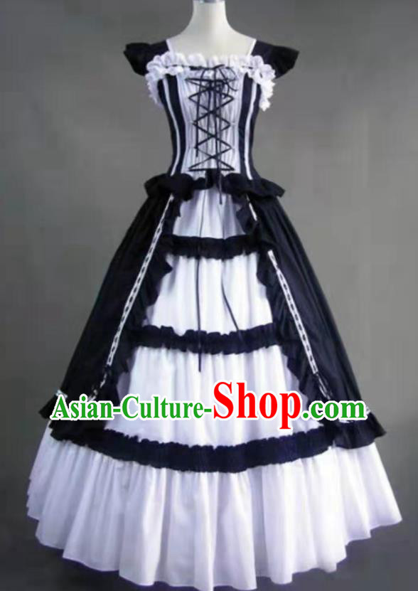 Top Cosplay Gothic Princess Dress Western Halloween Garment Costume Opera Performance Black Full Dress European Court Dance Clothing