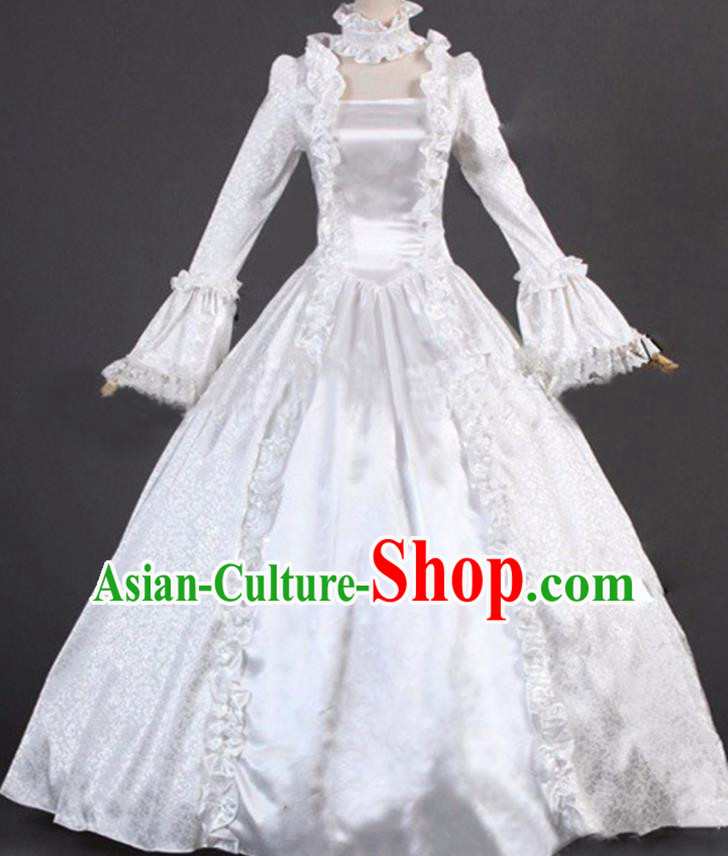 Top Opera Performance Full Dress European Court Clothing Gothic Queen White Dress Halloween Cosplay Witch Garment Costume