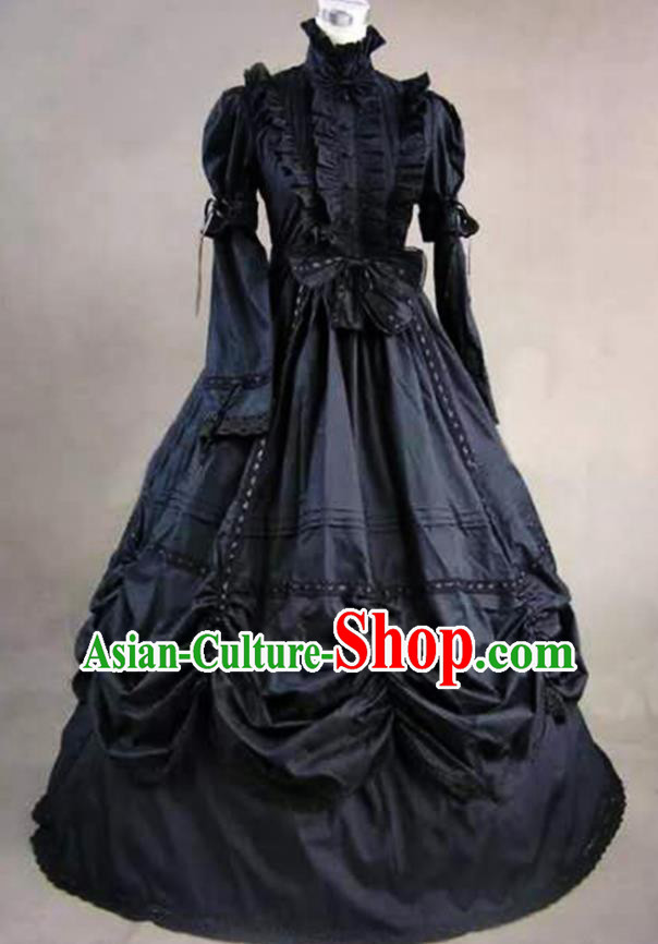 Top Halloween Cosplay Witch Garment Costume Western Medieval Full Dress European Opera Performance Clothing Gothic Queen Black Dress
