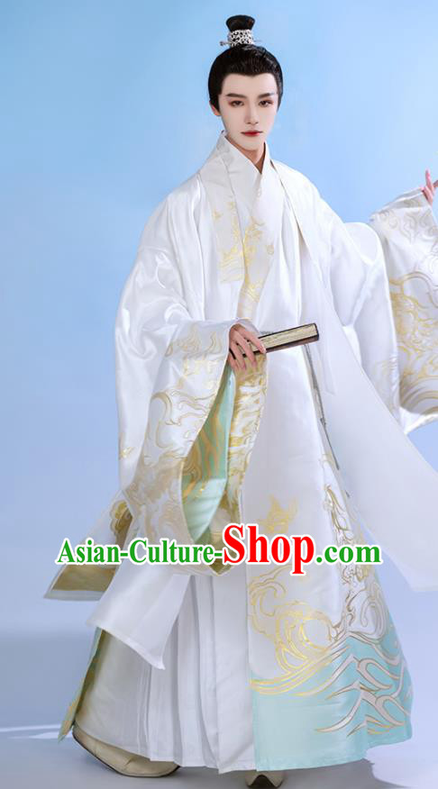 China Traditional Historical Garments Ancient Crown Prince Hanfu Robe Ming Dynasty Royal Emperor Clothing