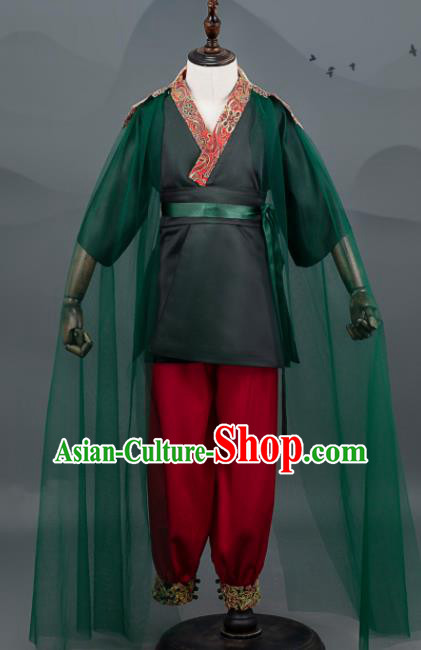 Top China Kids Catwalks Green Uniforms Stage Show Tang Suits Boys Dancewear Children Clothing