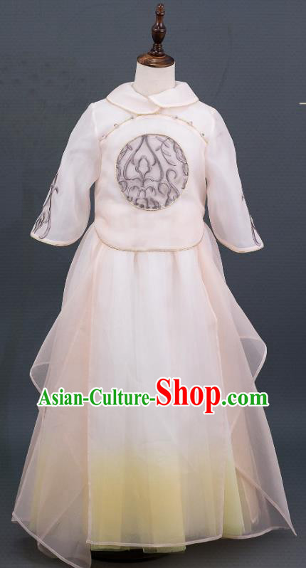 China Catwalks Fashion Children Performance Clothing Classical Dance Pink Dress Outfits Girl Chorus Garment Costumes