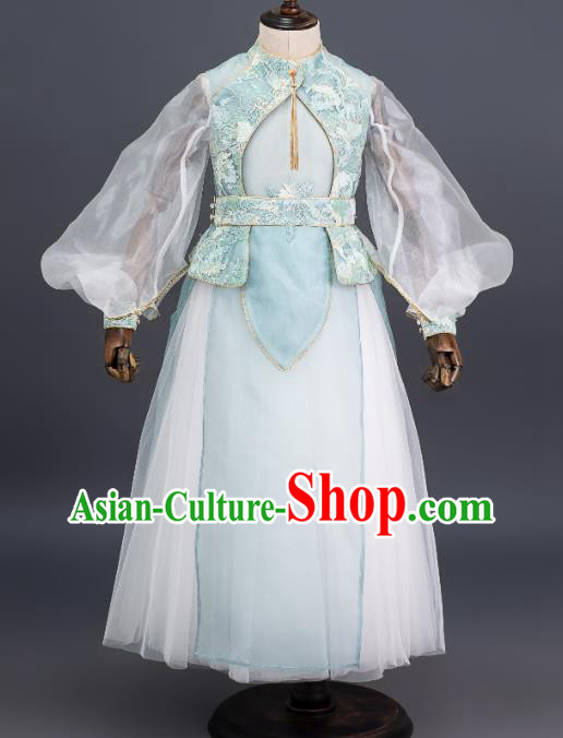 Custom Kid Stage Show Dress Girl Catwalks Fashion Children Piano Performance Full Dress Chorus Clothing