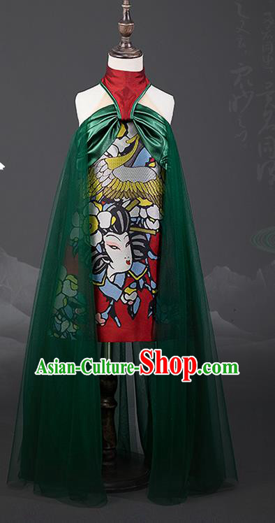 China Children Performance Clothing Opera Dance Dress Girl Stage Show Garments Catwalks Fashion Costume