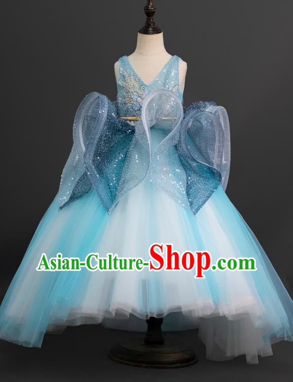 Custom Children Piano Recital Bubble Dress Girl Birthday Fashion Flower Princess Full Dress Kid Formal Clothing