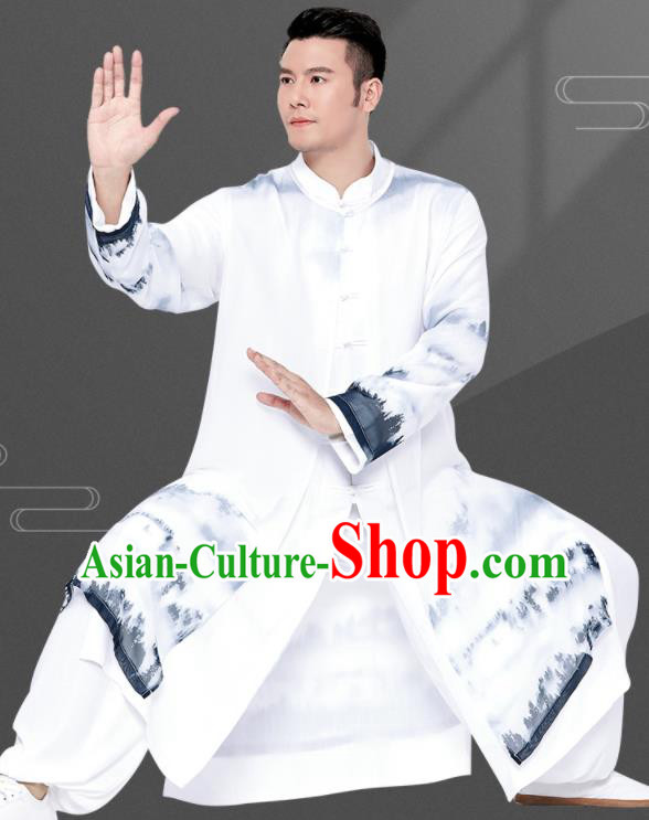 Chinese Tai Chi Training Uniforms Kung Fu Ink Painting Landscape Clothing Martial Arts Garment Costumes for Women for Men
