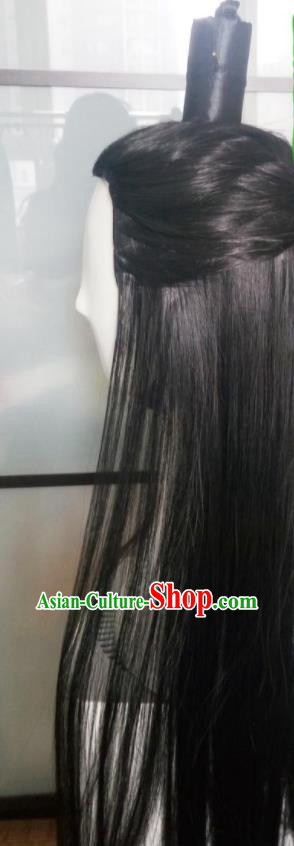 Handmade Chinese Han Dynasty Prince Wigs Ancient Swordsman Headwear Drama Eternal Love Ye Hua Chignon Headdress