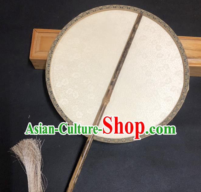 China Handmade Circular Fan Ancient Hanfu Fans Traditional Cultural Dance Fan Vintage Silk Palace Fan
