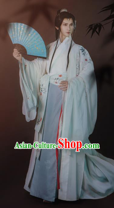 China Ancient Historical Garments Traditional Hanfu Apparels Jin Dynasty Young Swordsman Hanfu Clothing Complete Set