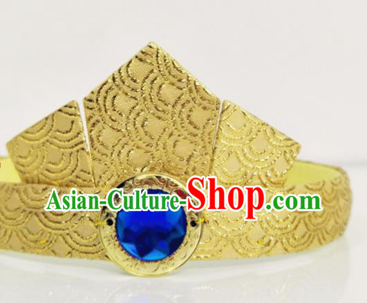 Handmade Chinese Shang Dynasty Childe Golden Hair Crown Ancient God King Headwear Drama Traditional Hanfu Hair Accessories