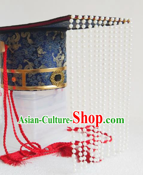 Handmade Chinese Zhou Dynasty King Hair Crown Ancient Emperor Headwear Drama Traditional Hanfu Wedding Navy Hat Headpiece