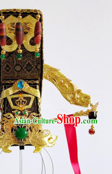 China Ancient Queen Mother Hair Crown Traditional Drama Hair Accessories Qin Dynasty Empress Dowager Mi Yue Headdress