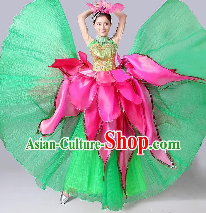Professional China Woman Group Dance Fashion Modern Opening Dance Clothing Spring Festival Gala Lotus Dance Green Dress