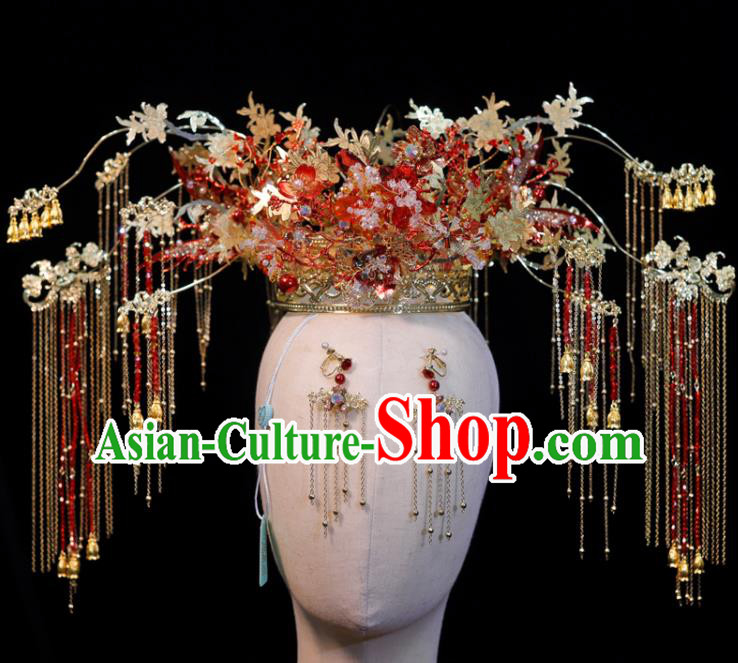 Chinese Xiuhe Suits Phoenix Coronet Handmade Wedding Headdress Ancient Bride Hair Crown Classical Hair Accessories