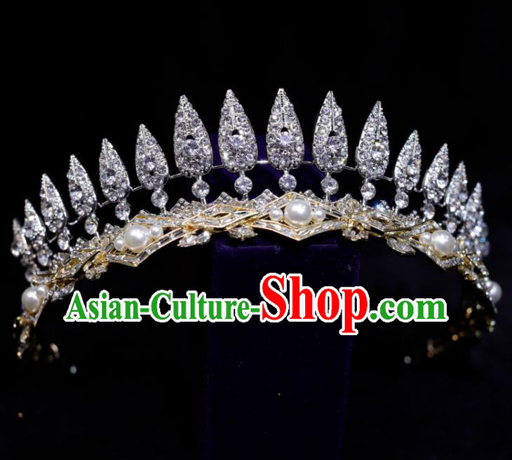 Top Grade Baroque Princess Hair Accessories Wedding Tiara Bride Zircon Headpiece Handmade Crystal Royal Crown