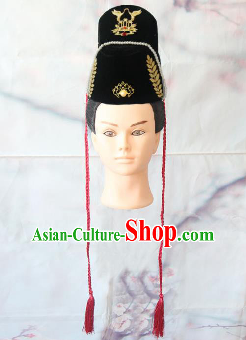 China Ancient Swordsman Hat Handmade Fly Fish Cloth Hair Accessories Traditional Ming Dynasty Imperial Guard Headwear