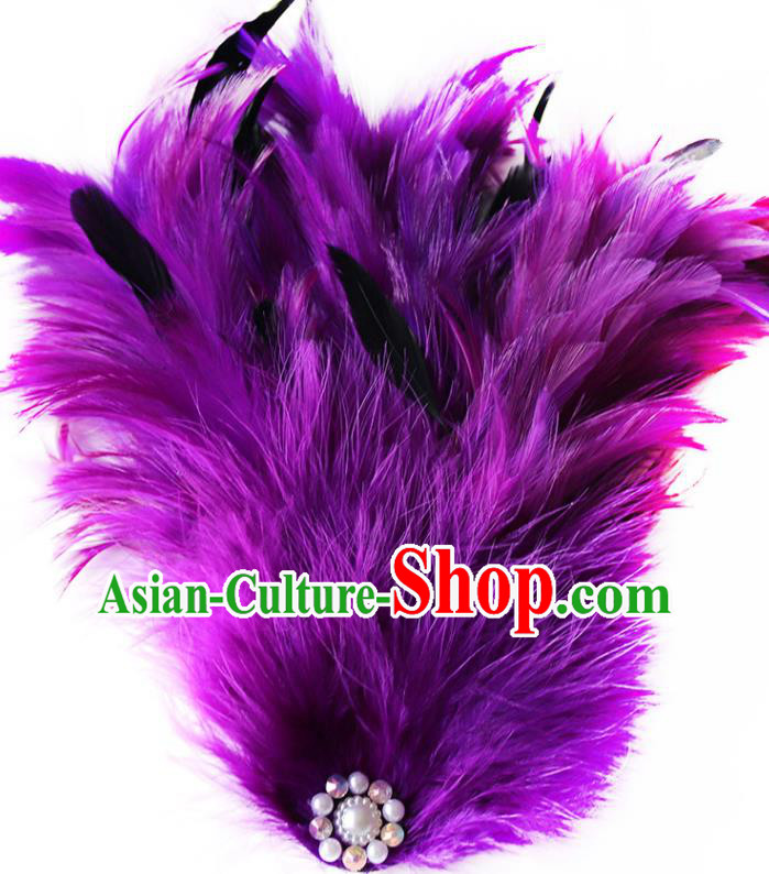 Top Handmade Cosplay Fairy Hair Accessories Catwalks Purple Feather Hair Crown Stage Show Headpiece Dance Headdress