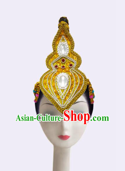 China Classical Dance Golden Hair Crown Flying Apsaras Dance Hair Accessories Dance Performance Headdress
